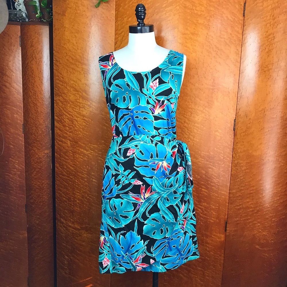 HILO HATTIE 80’s Vintage Pinup Sarong Sundress L